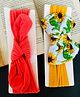 Radhya accessories Set Of 2 Bow Applique & Knot Detailed Floral Printed Headbands - Multi Colour