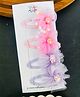 Radhya accessories Set of 2 Pearl Embellished Floral Applique Detailed Snap Hair Clips - Multi Colour