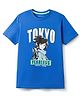 Kookie Kids Single Jersey Knit Half Sleeves T-Shirt With Tokyo Print - Blue