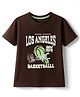 Kookie Kids Single Jersey Knit Half Sleeves T-Shirt With Text Print - Brown