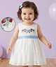 Babyoye Cotton Woven Sleeveless Party Dress With Floral & Strawberry Embroidery - White