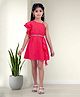 Lei-Chie Georgette Woven Sleeveless Rhinestones Embellished Dress with Belt - Pink