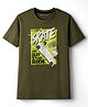 Kookie Kids Single Jersey Knit Half Sleeves T-Shirt With Skateboarding Print - Olive Green