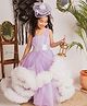 Foreverkidz Net Woven Sleeveless Sequins Embellished Ruffle Detailed Gown - Lavender