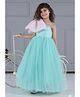 Foreverkidz Net Woven Sleeveless Bow Applique Detailed Gown - Sea Green