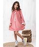 Foreverkidz Velvet Woven Full Sleeves Fur Detailed Peter Pan Collar Dress - Dusty Pink