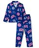 Pine Kids Marvel Single Jersey Knit Full Sleeves Co-ord Night Suit With Captain America Print - Navy Blue