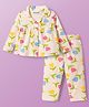 Babyoye 100% Cotton Knit Full Sleeves Co-ords Night Suit with Floral Print - White