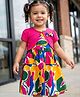 Babyhug 100% Cotton Woven Half Sleeves Abstract Printed Frock With Shrug - Multicolour
