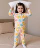 Babyoye 100% Cotton Knit Full Sleeves Co-ords T-Shirt & Pajama Night Suit with Animal Print - White