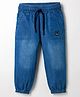 Simply Premium Denim Full Length Washed Joggers - Blue