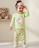 Babyoye 100% Cotton Knit Full Sleeves T-Shirt & Pajama Night Suit with Bunny Print - Light Green