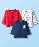 Babyhug 100% Cotton Knit Full Sleeves Jhablas with Ball & Star Print Pack of 3 - Navy Blue Red & White