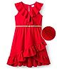 Hola Bonita Knit Sleeveless Solid Dress With Belt - Red