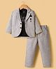 JASH KIDS Knitted Solid Color Full Sleeves Blazer & Pant Set with Inner Tee - Grey