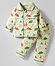 Little Darlings Interlock Knit Full Sleeves Co-ords Night Suit With Animal Print - Green