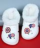 Yellow Bee Marvel Featuring Captain America Applique Detailed Perforated Plush Line Detailed Clogs - White