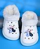 Yellow Bee Disney Frozen Featuring Elsa & Anna Applique Detailed Perforated Plush Line Detailed Clogs - White