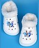 Yellow Bee Disney Frozen Featuring Elsa & Anna Applique Detailed Perforated Plush Line Detailed Clogs - White