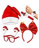 Fiddlerz Santa Claus Christmas Items Accessories includes Cap, Hairband, Goggles & Wristband- (Pack 4)