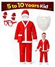 Fiddlerz Christmas Santa Claus Costume With Jacket Pant Cap Pouch Christmas Party Goggle Frame & Beard - Red