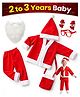 Fiddlerz Christmas Santa Claus Costume With Jacket Pant Cap Pouch Christmas Party Goggle Frame & Beard - Red