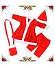 Fiddlerz Santa Claus  Christmas  Costume With Frockcoat Waist Pant Santa Cap Gift Pouch -Red