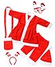 Fiddlerz Santa Costume With Frockcoat Waist Pant Santa Cap Gift Pouch & Christmas Party Goggle Frame & Hairband - Red