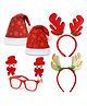 Fiddlerz Christmas Accessories Combo 2 Santa cap 1 Goggle 2 Hair Band Christmas Gift Pack of 5 - Red