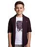 Charchit Cotton Woven Full Sleeves Solid Blazer With Tee -Wine