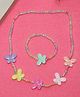 Stol'n Set Of 2 Butterfly Designed Beads Embellished Necklace & Bracelet Set - Multi Colour