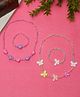 Stol'n Set of 4 Butterfly & Heart Designed Beads Embellished Necklaces & Bracelets Set - Multi Colour