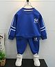 Googo Gaaga Cotton Knit Full Sleeves NY Text Printed Sweatshirt With Joggers Set - Royal Blue