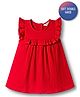 Bonfino 100% Cotton Double Gauze Woven Sleeveless Solid Dress - Red