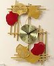 Amaya Decors Rectangular Gold & Red Leaves Wall Clock