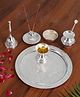 Amaya Decors Silver aluminium Pooja thali Set of 7 with velvet box