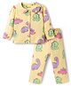 Babyoye 100% Cotton Knit Full Sleeves Co-ords Top & Pajama Night Suit with Dino Print - Yellow