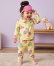 Babyoye 100% Cotton Knit Full Sleeves Co-ords Top & Pajama Night Suit with Dino Print - Yellow