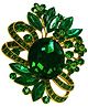 SYGA Women Aura Designer Alloy Brooch | Luxury Crystal Leaf & Oval Stone Saree & Blazer Pin | Elegant Party Wear Fashion Jewellery Gift - Green-35 g