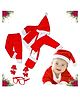 Fiddlerz Christmas Santa Costume Outfit for With Jacket Pant Santa Cap Gift Pouch And Goggle Frame - Red