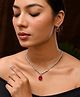 VALLEY OF JEWELLERY - Silver Plated Red Stone Studded Necklace Set Red - 30 g