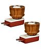 JD FRESH 2 PC Sheesham Wooden Multipurpose Incense Aroma Dhoop Dani for Home & Temple - Brown