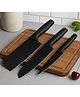 JD FRESH 3 PC Stainless Steel Kitchen Knife Set with Protective Covers For Chopping Vegetables & Fruits (Black)