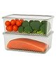 JD Fresh 2 PC 1500 ml Fridge Storage Container With Removable Drain Plate (Transparent)