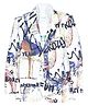 CAVIO Cotton Blend Woven Full Sleeves Abstract Typography Printed Blazer With Tee Set - Multi Colour