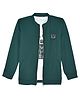 Charchit Cotton Woven Full Sleeves Tiger Badge Detailed Jacket With Dare To Try Text Printed Tee - Green
