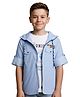 CAVIO Cotton Woven Full Sleeves Striped Hooded Shirt & Tee Set - Blue