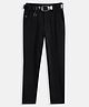 CAVIO Cotton Woven Solid Trousers With Belt - Black