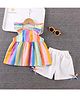 POP STREET KIDS Cotton Knit Sleeveless Striped Dress With Shorts - Multi Colour