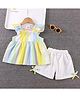 POP STREET KIDS Cotton Knit Sleeveless Striped Dress With Shorts - Multi Colour